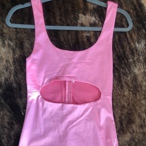 Pink Satin Cutout Mini Dress